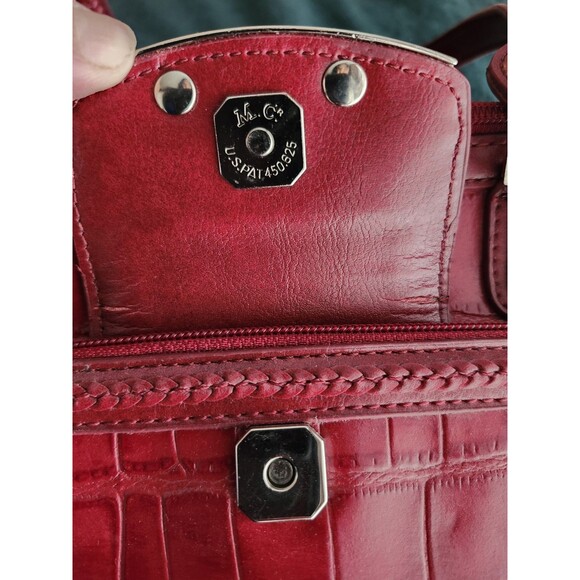 M.C. Marc Chantal Red Crocodile Embossed Leather Shoulder Handbag Purse *Read - Picture 12 of 16